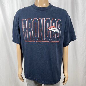 Vintage 90s Denver Broncos Men's Large Blue NFL National Football League T-Shirt
